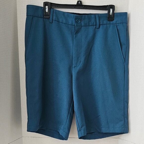 Men's Greg Norman for Tasso Elba Flat Front Golf Short - Dark Aqua - 33 - - Picture 1 of 5